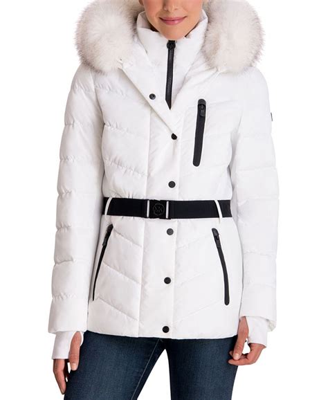 michael michael kors faux fur trim hooded puffer|macy's Michael Kors puffer coat.